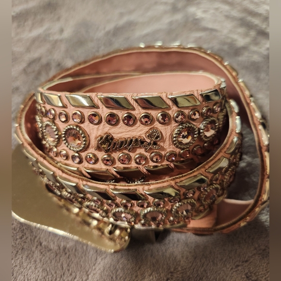 Kippy's Belt Authentic leather Pink Size 36 Rhinestone Studded Silver Details - Picture 3 of 5